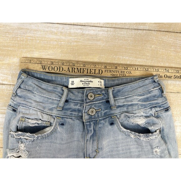 Abercrombie Fitch Jeans Women’s 26 Blue Mid Rise Straight Distressed OOAK *read - Picture 6 of 9